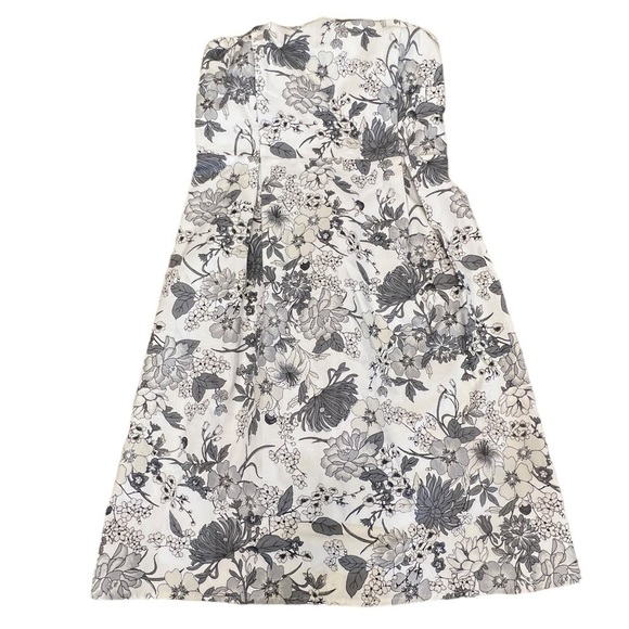 OLD NAVY Strapless Gray & White Floral Midi Party Strapless Dress, Size 6 - Picture 1 of 16